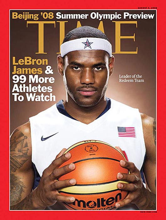 <b>LeBron James:</b> This American basketball player was on the Time's cover in August 2008 that talked about 100 athletes to watch in the Beijing Olympics. (Image Courtesy: Time Magazine)
