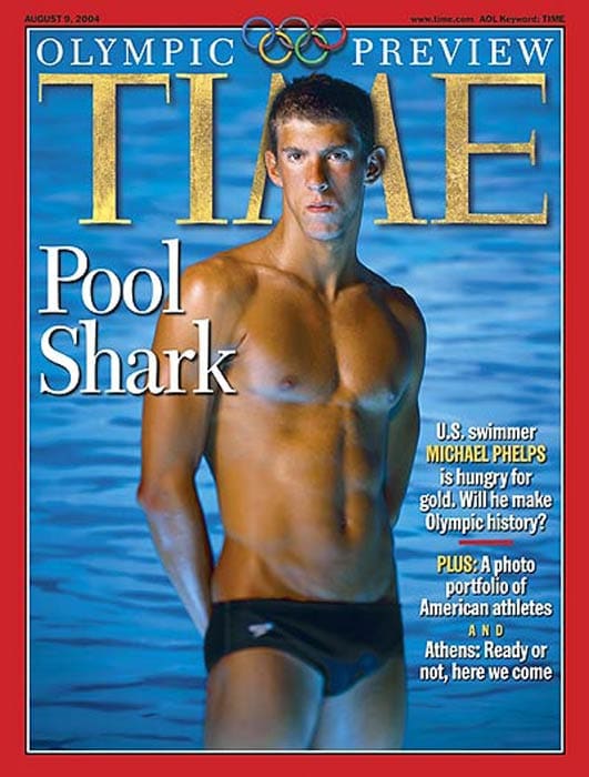 <b>Michael Phelps:</b> Before the Beijing Olympics in 2008, Time had United States best swimmer on their cover and termed him the 'Pool Shark'. And Michael Phelps only justified the title by biting gold eight times in Beijing. (Image Courtesy: Time Magazine)