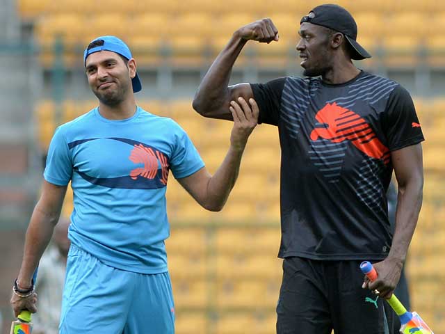 Photo : Usain Bolt Charms India, Shows Off Cricketing Skills