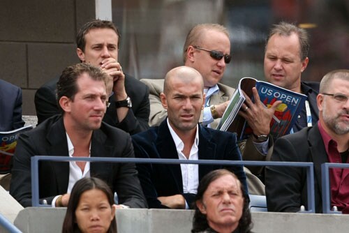 Former professional footballer Zinedine Zidane enjoys the match between Rafael Nadal of Spain and Juan Martin Del Potro of Argentina during day fourteen of the 2009 US Open in New York. (AFP Photo) US Open Day 14