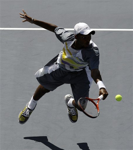 Donald Young of the United States returns a shot to Feliciano Lopez of Spain during their match at the US Open tennis tournament in New York on Saturday. US Open - Day 6
