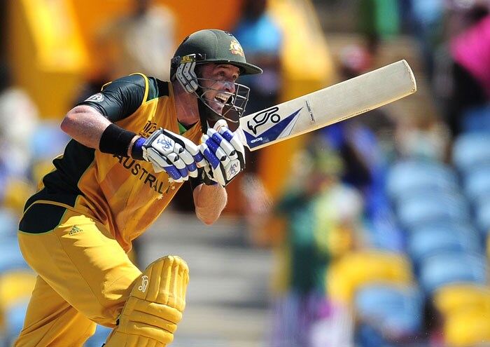 Michael Hussey plays a shot during the ICC World Twenty20 Group A match between Bangladesh and Australia at the Kensington Oval. (AFP Photo) WT 20: Aus vs Ban