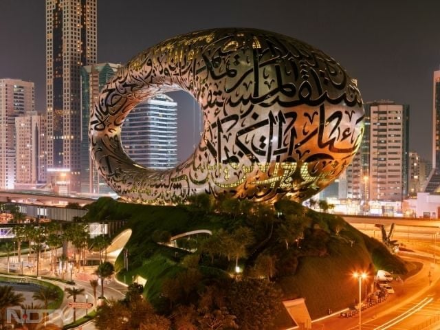 Visit The Museum Of The Future: Experience the fusion of technology and art, where future possibilities thrive. Explore AI and sustainability exhibits, and uncover inspiring stories of human achievement, highlighting Dubai's pioneering role in shaping the future.