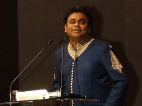 A R Rahman receives his award from the President of India