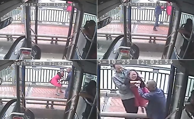 Quick-Thinking Bus Driver Saves Woman From Jumping Off Bridge in China