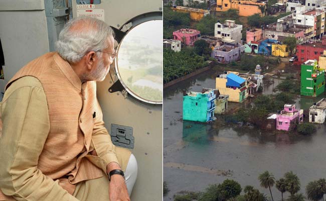 तमिलनाडु में बाढ़ के हालात का जायज़ा लेने पीएम मोदी चेन्नई पहुंचे, बिहार ने दिए 5 करोड़