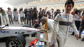 Pandit and puja for Team Sauber