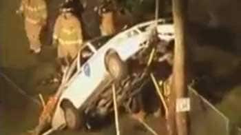 Video : Florida cop 'parks' his car up a light pole