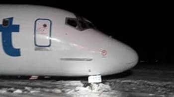 Video : Narrow escape for 150 passengers as plane skids off runway