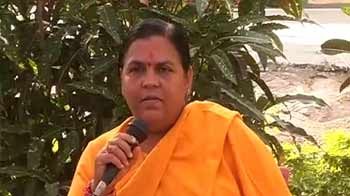 Uma Bharti addresses media on BJP's poll performance