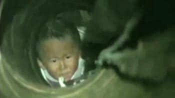 Video : Caught on camera: Toddler rescued from well barely a foot wide