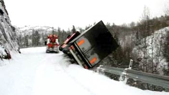 Lorry plunges off cliff taking tow truck with it