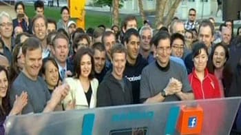 Facebook IPO: Zuckerberg wearing hoodie, rings Nasdaq bell