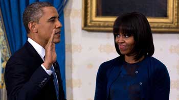 Video : Obama sworn in for 2nd term, this time quietly