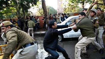 Students protest outside venue of Narendra Modi's speech