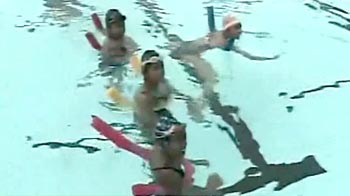 Swimming with the Olympians at our Bangalore camp