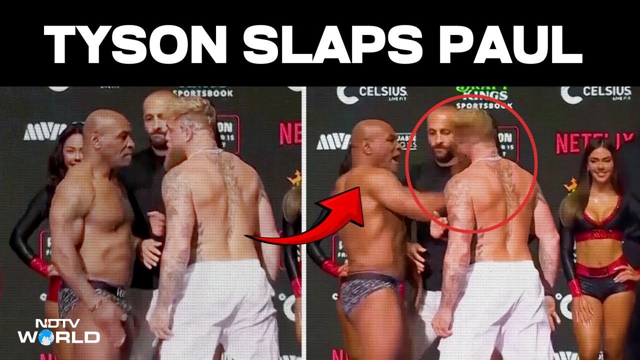 Mike Tyson Slaps Jake Paul In final Face-off Ahead Of High-Stakes Fight
