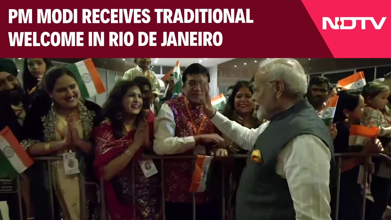 PM Modi Receives Traditional Welcome In Rio de Janeiro