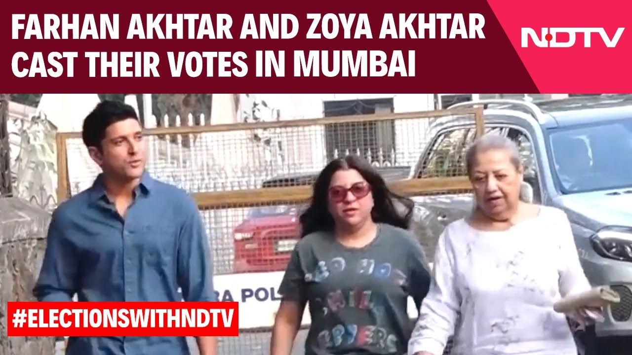 Farhan Akhtar Along With Sister Zoya Akhtar Were Seen At Polling Booth In Mumbai To Cast Their Votes