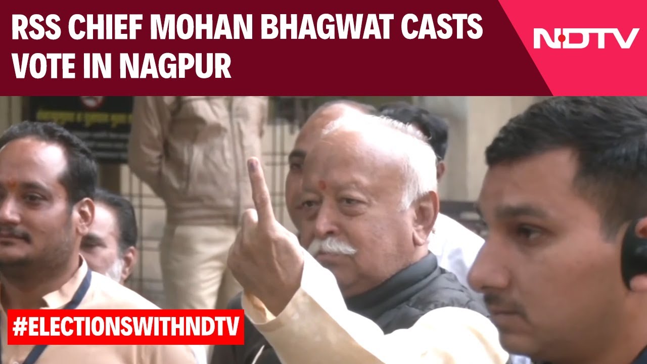RSS Chief Mohan Bhagwat Casts Vote In Nagpur, Shows His Inked Finger