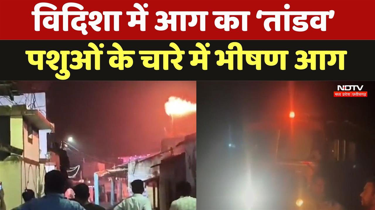 MP के विदिशा में आग का तांडव, पशुओं के चारे में लगी भीषण आग