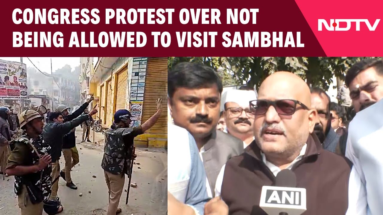 Sambhal News Today | Ajay Rai- Led Congress Hold Protest As Police 'Stop Them' From Visiting Sambhal