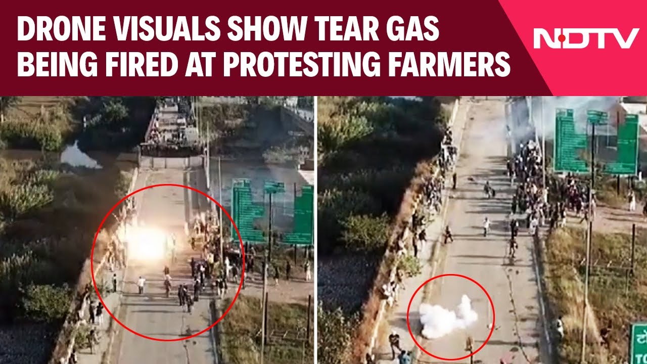 Farmers Protest Latest News | Drone Visuals Show Tear Gas Being Fired At Farmers