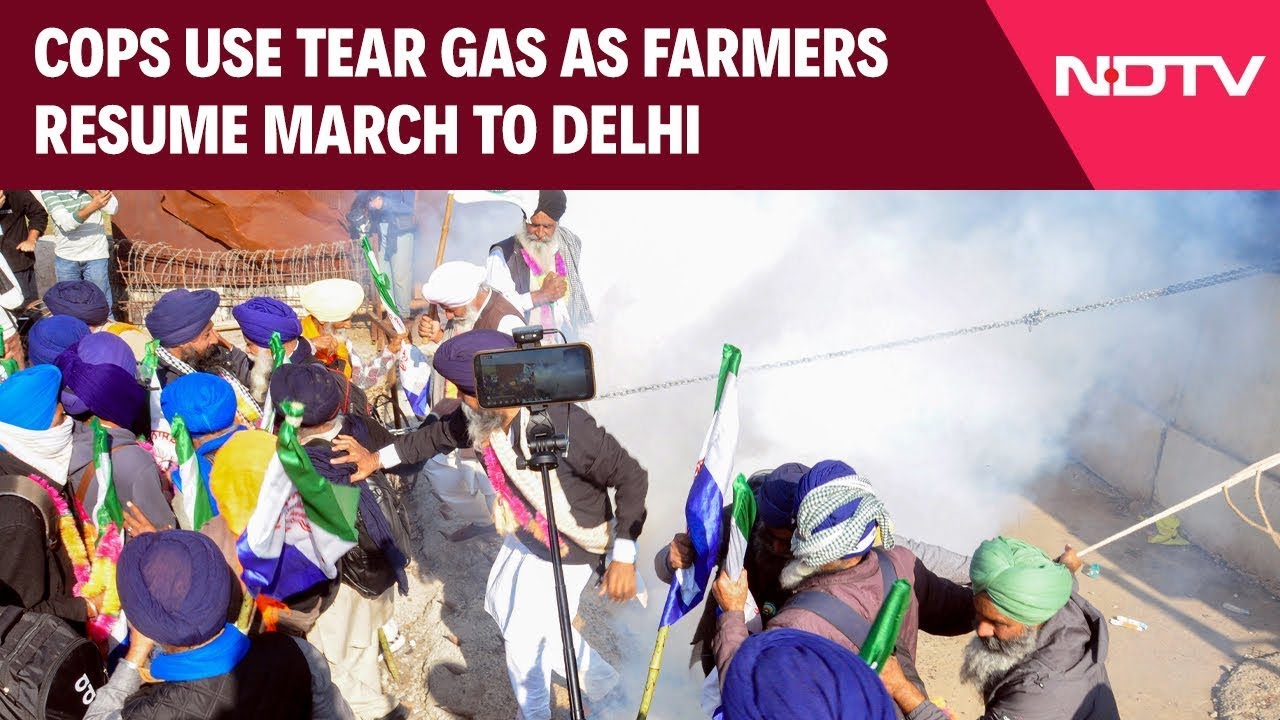 Police Use Tear Gas As Farmers Resume March To Delhi