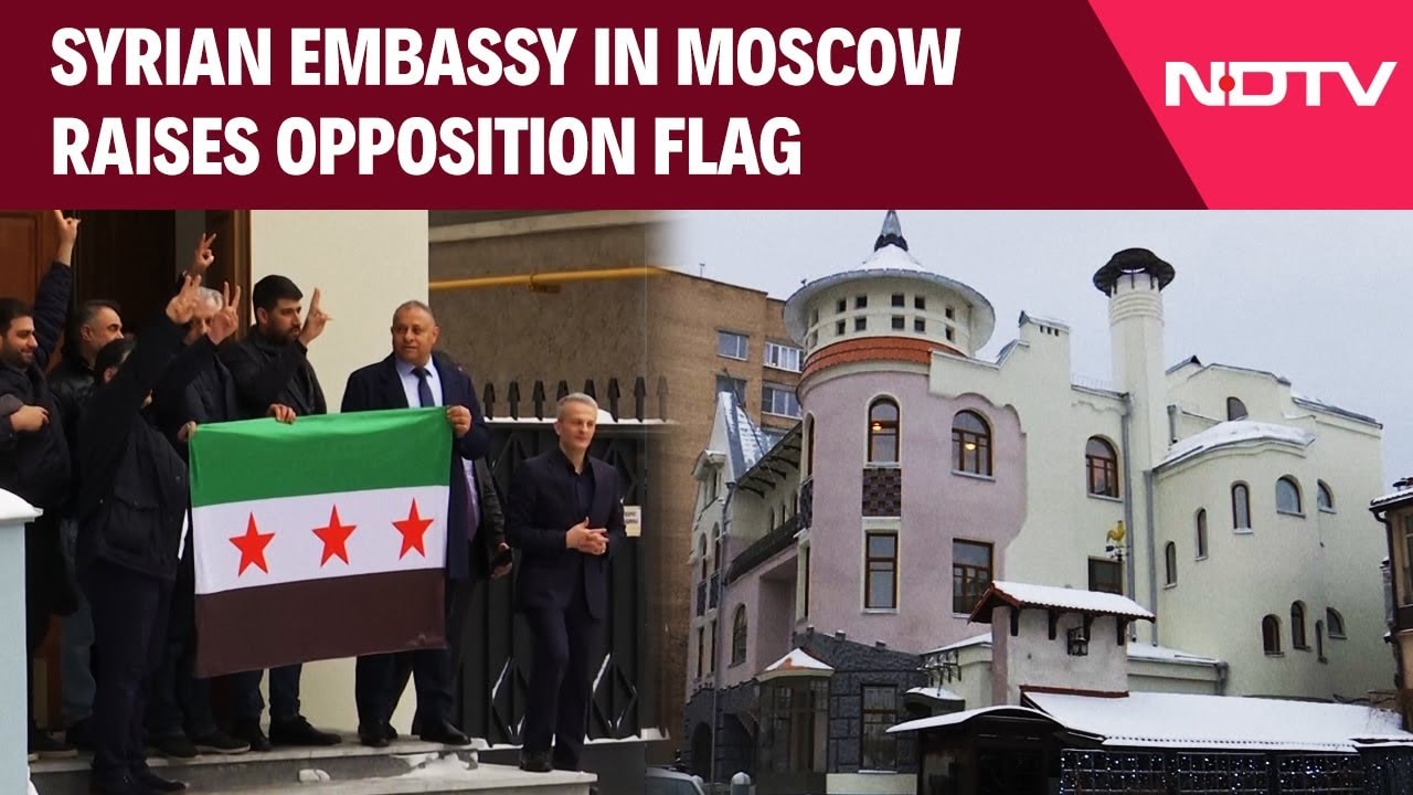 Syrian Embassy In Moscow Raises Opposition Flag