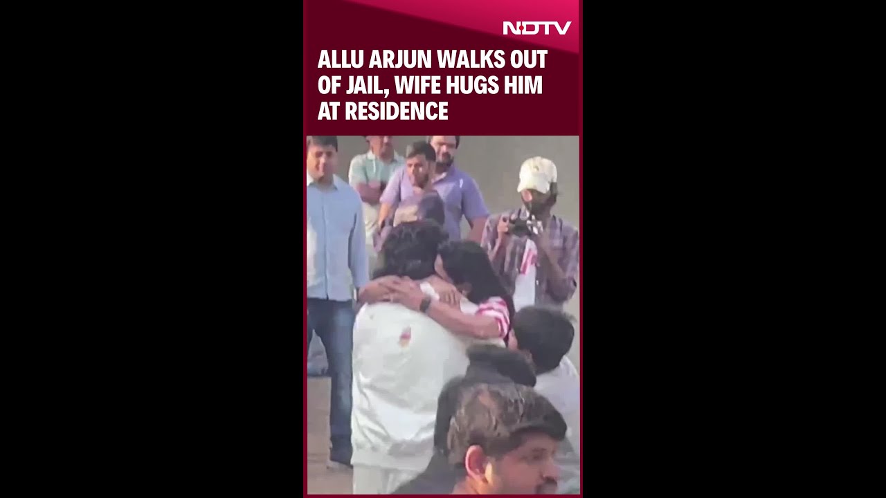 Allu Arjun Reaches Residence After Walking Out Of Jail, Wife Welcomes Him With A Hug