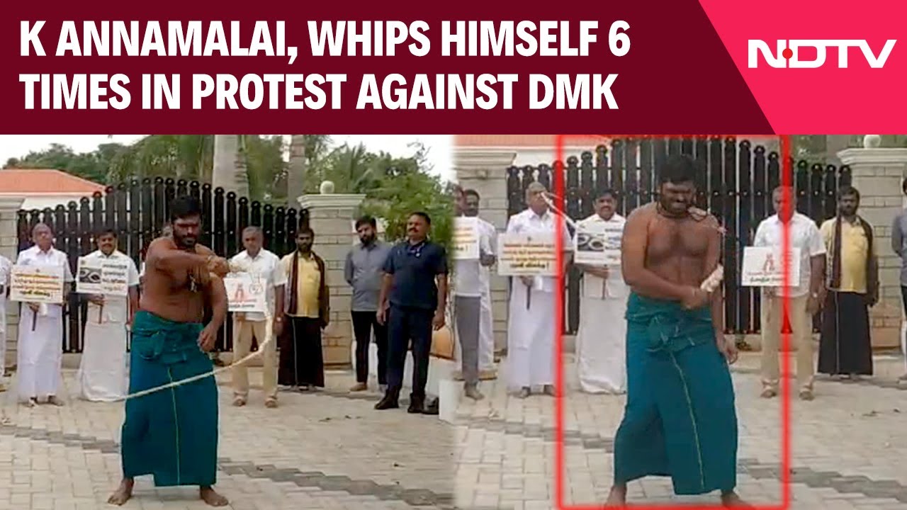 Video: BJP's Tamil Nadu Chief, K Annamalai, Whips Himself 6 Times