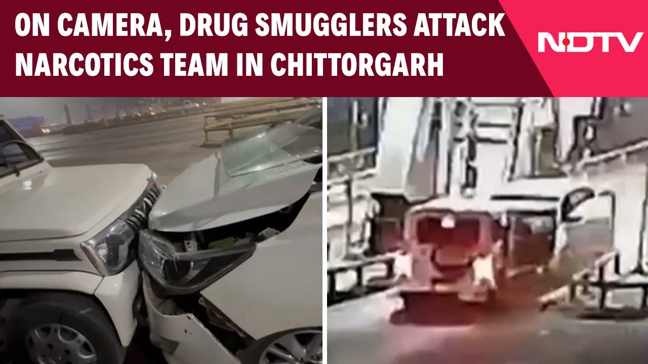 On Camera, Drug Smugglers Attack Narcotics Team In Chittorgarh