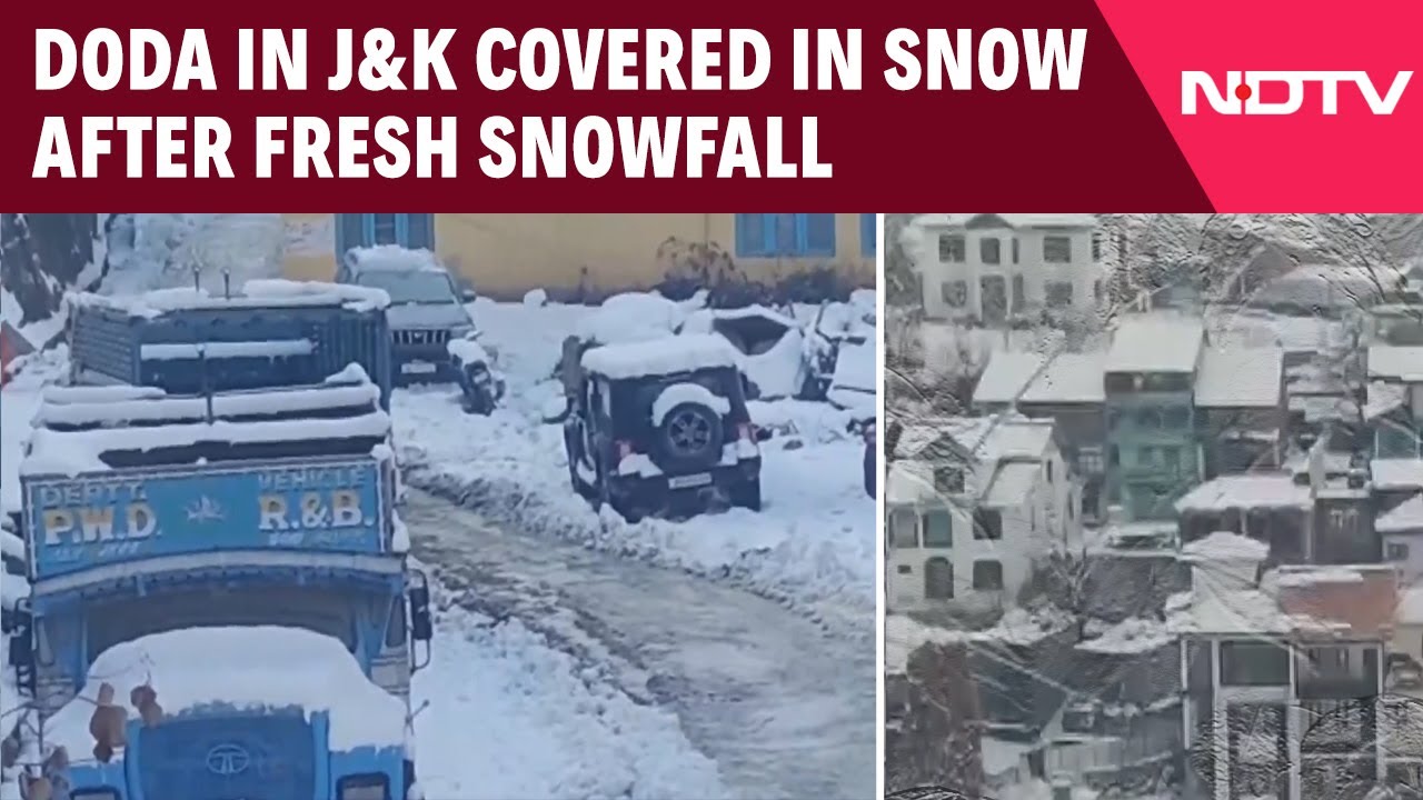 J&K's Doda Blanketed in Snow After Fresh Snowfall