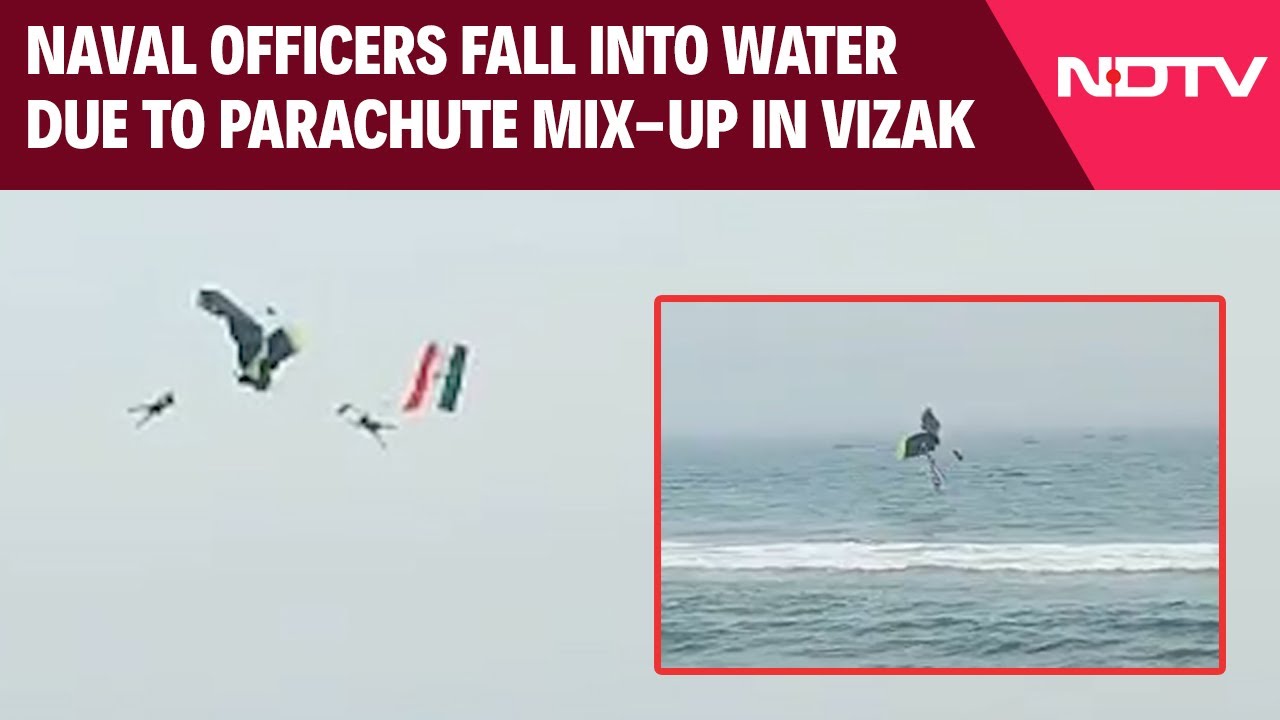Andhra Pradesh News | 2 Naval Officers Fall Near RK Beach In Visakhapatnam Due To Parachute Mix-Up