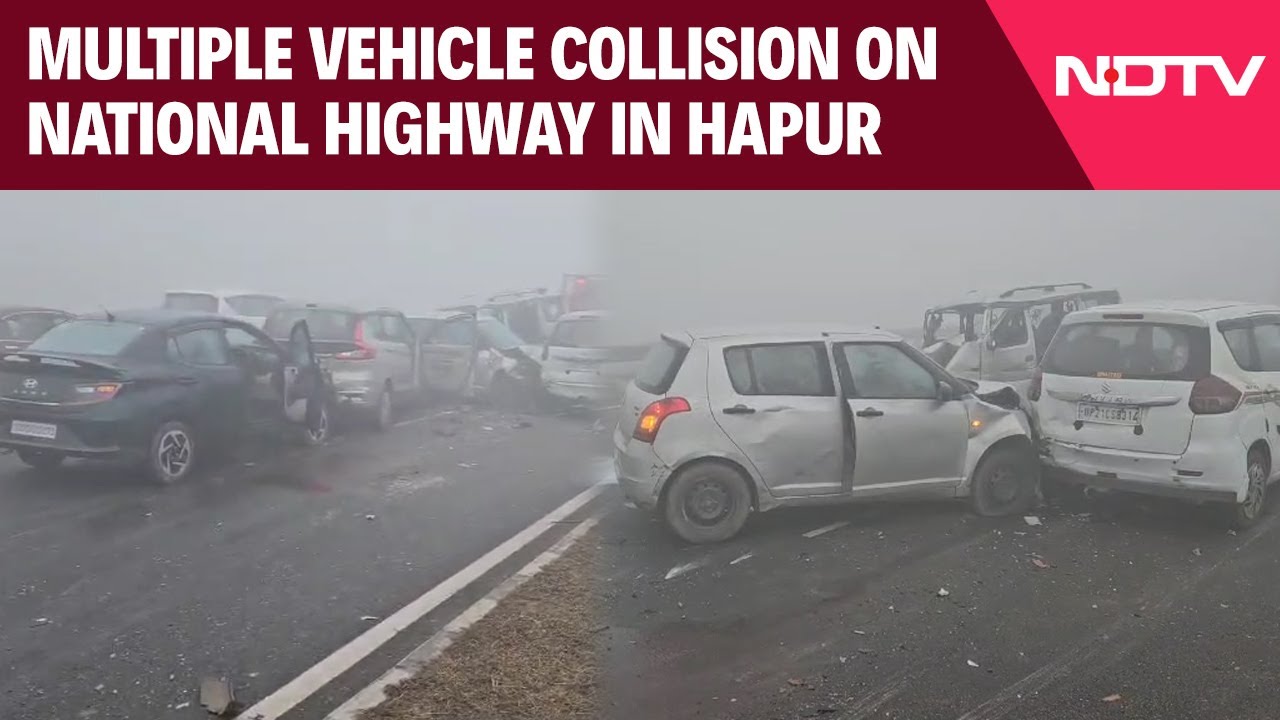 Severe Fog Causes Multiple Vehicle Collision On National Highway In Hapur Severe Fog Causes Multiple Vehicle Collision On National Highway In Hapur