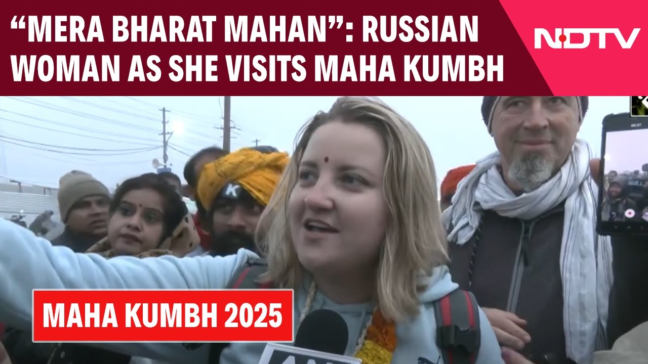 "Mera Bharat Mahan": Russian Woman As She Visits Sangam Ghat During Maha Kumbh 2025