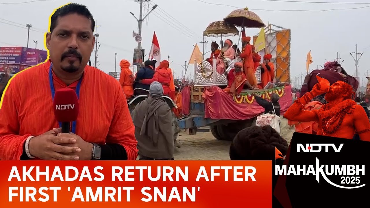 Akhadas Return After Taking Holy Dip At Triveni Sangam In Prayagraj