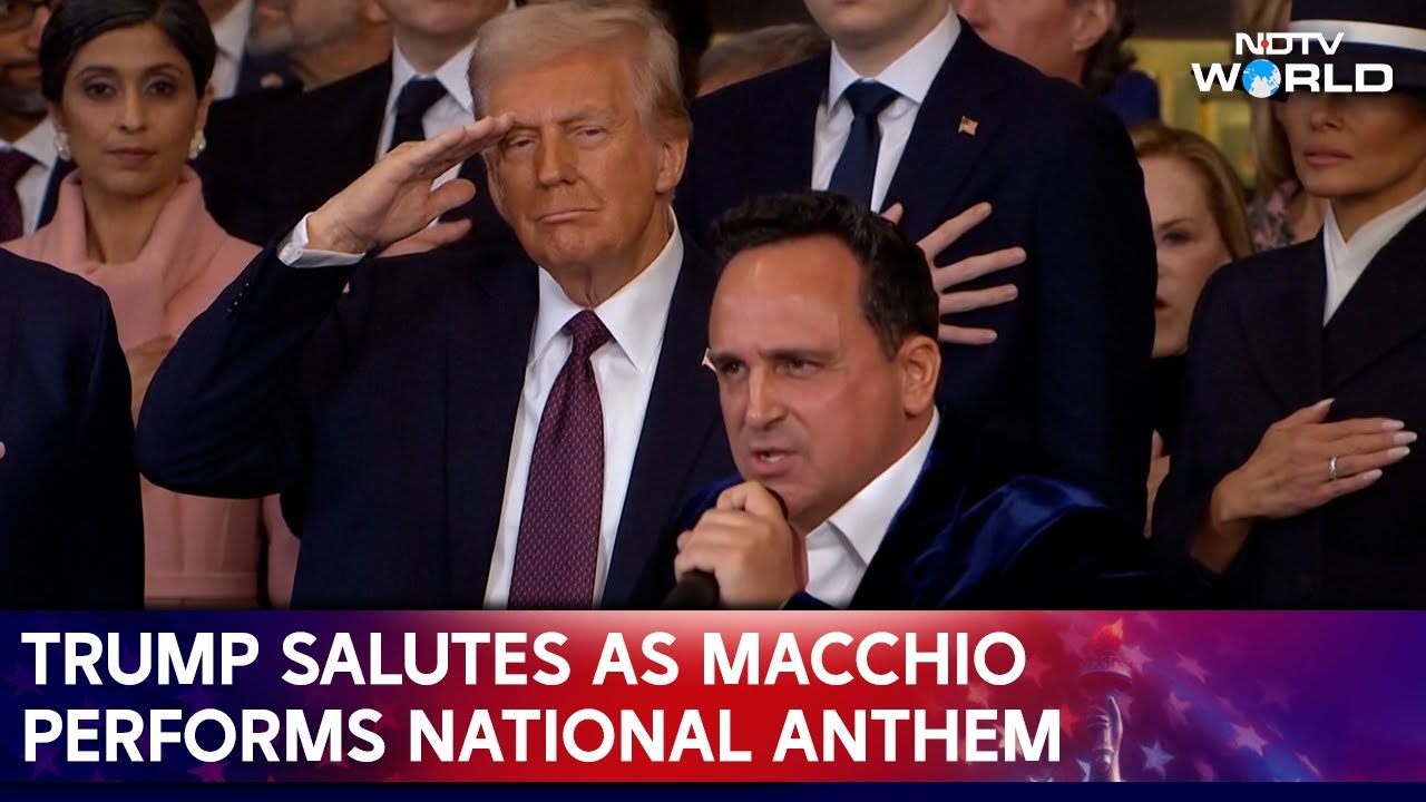 Trump Salutes As Christopher Macchio Performs US Anthem During Inauguration