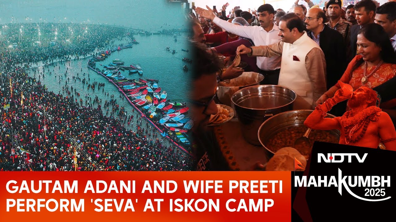 Gautam Adani And Wife Preeti Perform 'Seva' At ISKON Camp