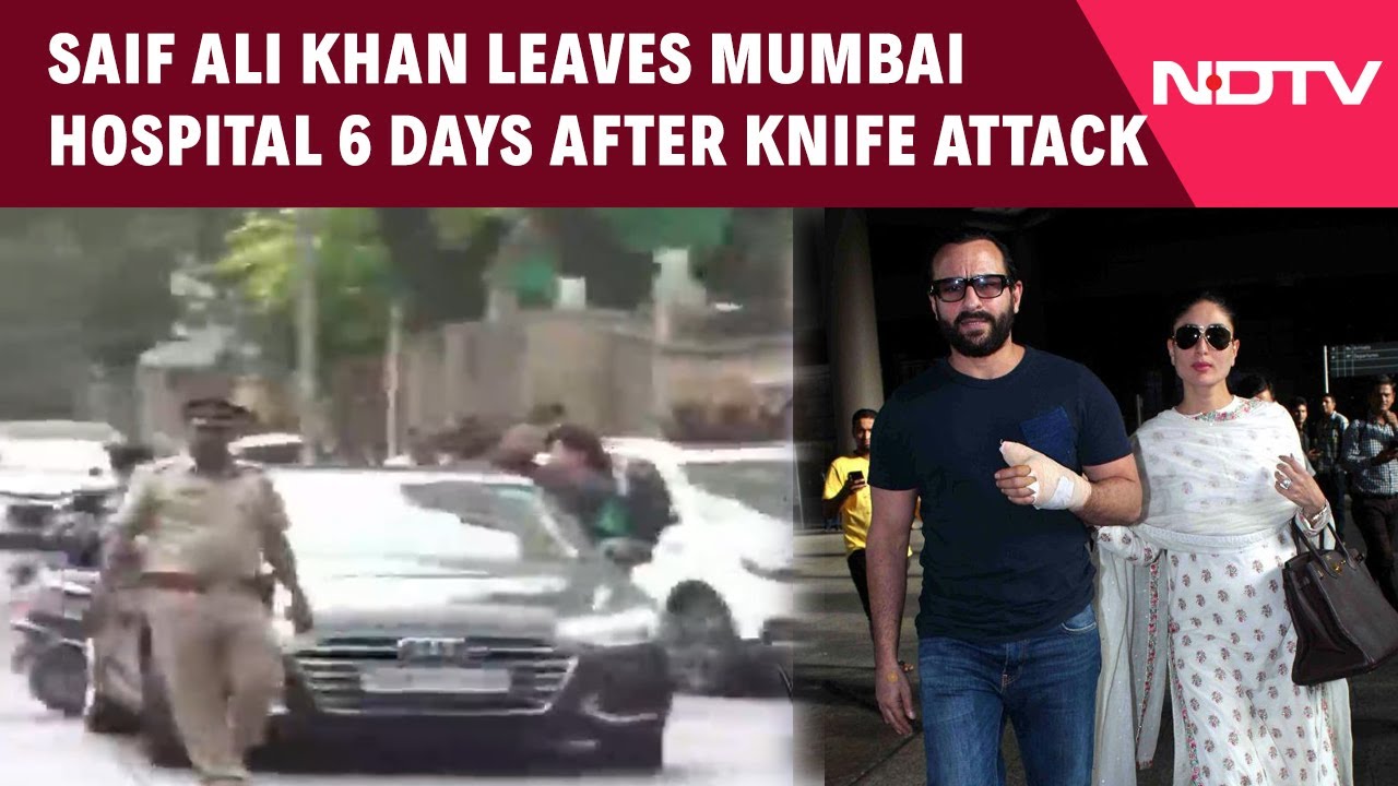 Saif Ali Khan Leaves Mumbai Hospital 6 Days After Knife Attack At Home
