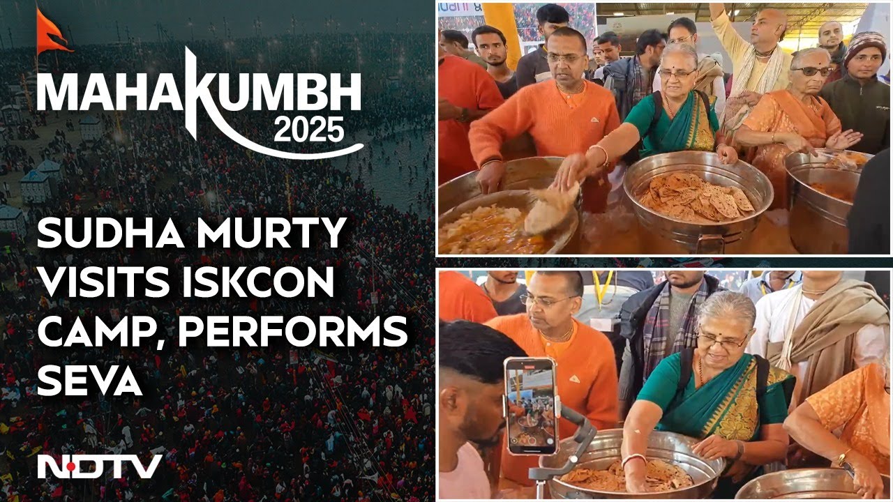 Sudha Murty Tours The ISKCON Mahaprasadam Kitchen, Serves Prasadam To Devotees