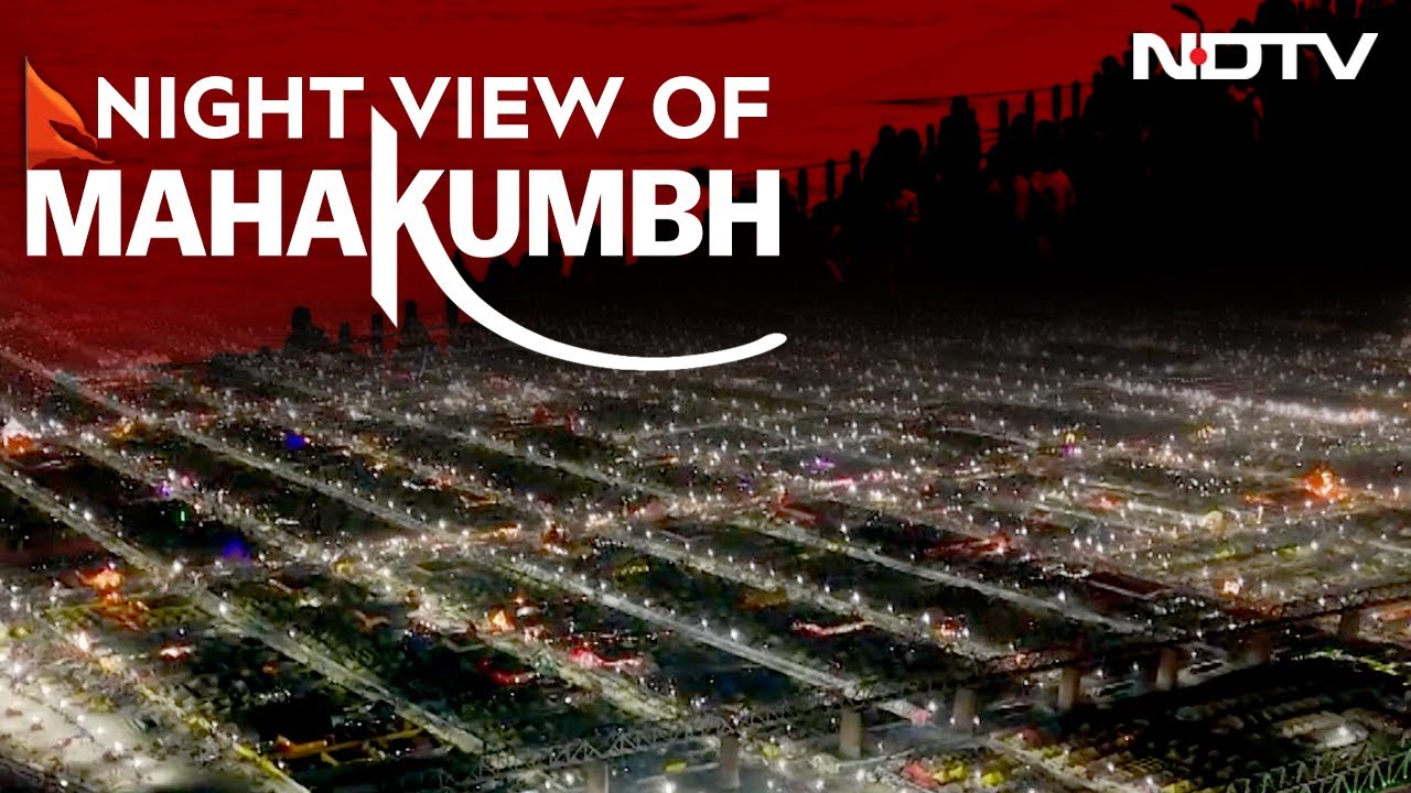 Drone Captures Night View Of Mahakumbh