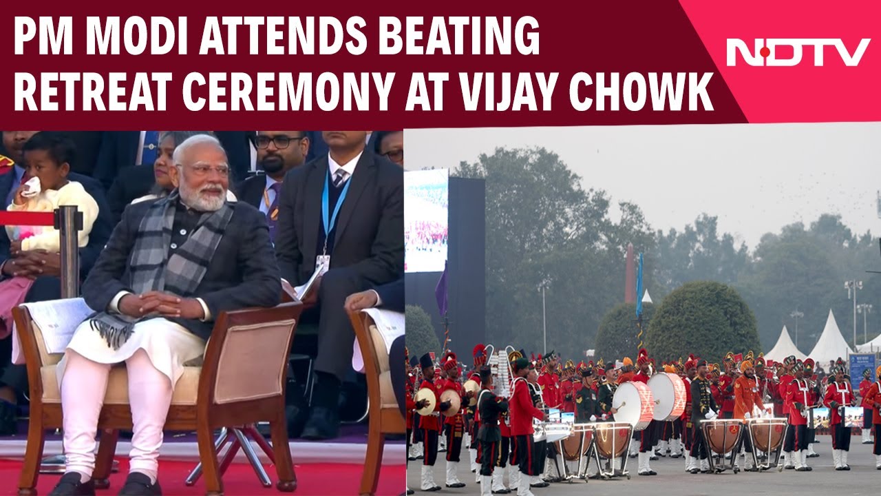 PM Modi Attends Beating Retreat Ceremony At Vijay Chowk