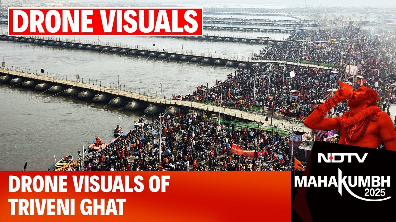 Maha Kumbh 2025 Drone Visuals | Ghats Of Triveni Show Huge Number Of Devotees Taking Holy Dip