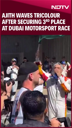 Ajith Waves Indian Flag After Securing 3rd Place at Dubai Motorsport Race