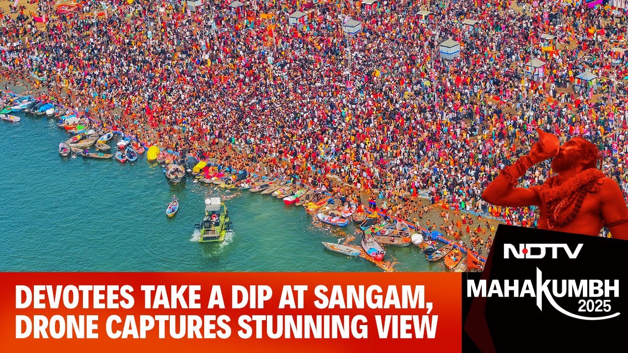 Mahakumbh 2025: Devotees Take A dip At Sangam, Drone Captures Stunning View