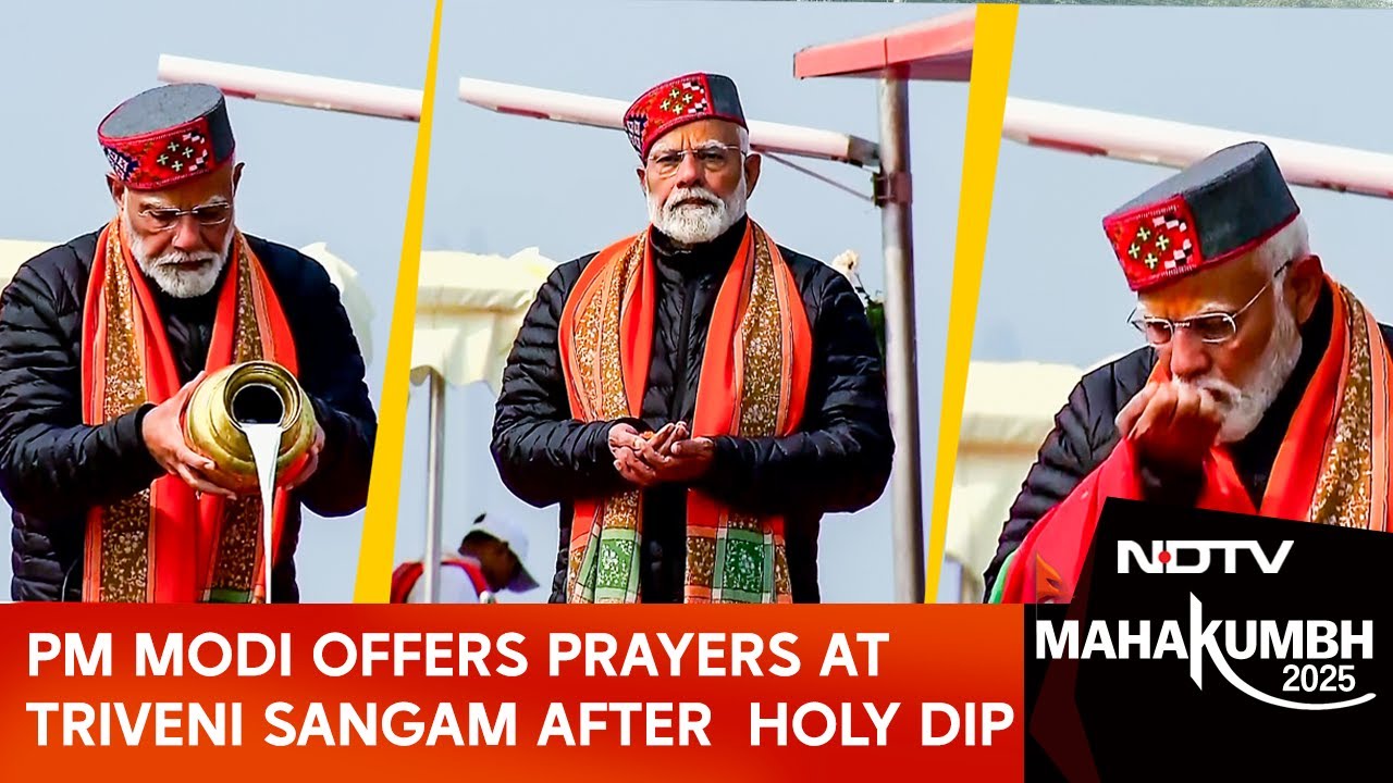 PM Modi Prayagraj | PM Modi Offers Prayers At Triveni Sangam After Taking Holy Dip In Prayagraj
