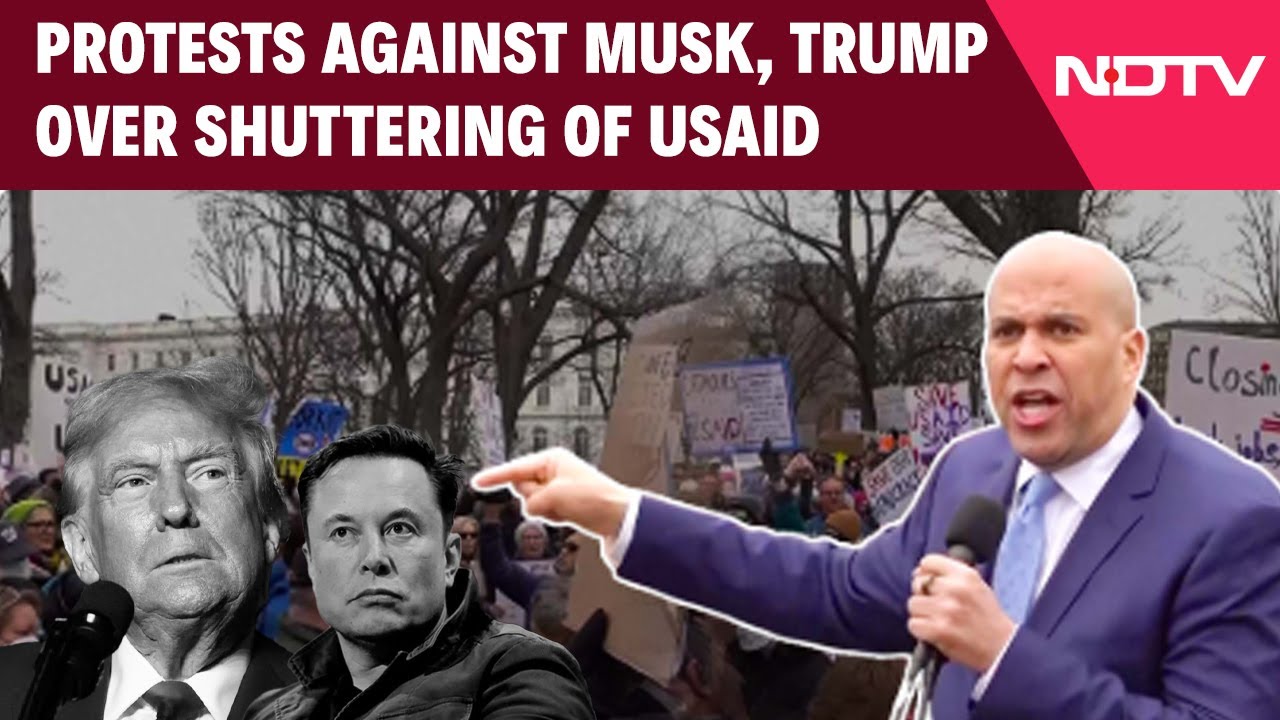 Protests Against Elon Musk, Donald Trump In Washington DC Over Shuttering  Of USAID