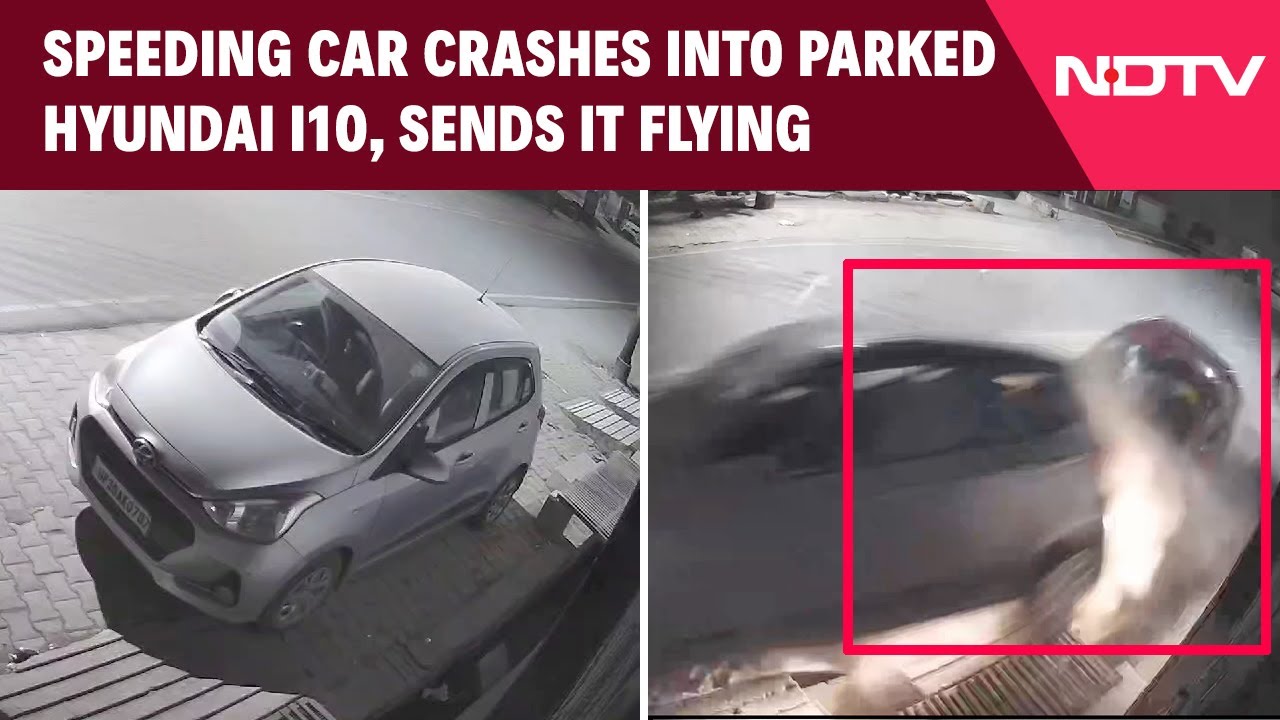 Speeding Car Crashes Into Parked Hyundai i10 In UP, Sends It Flying Speeding Car Crashes Into Parked Hyundai i10 In UP, Sends It Flying