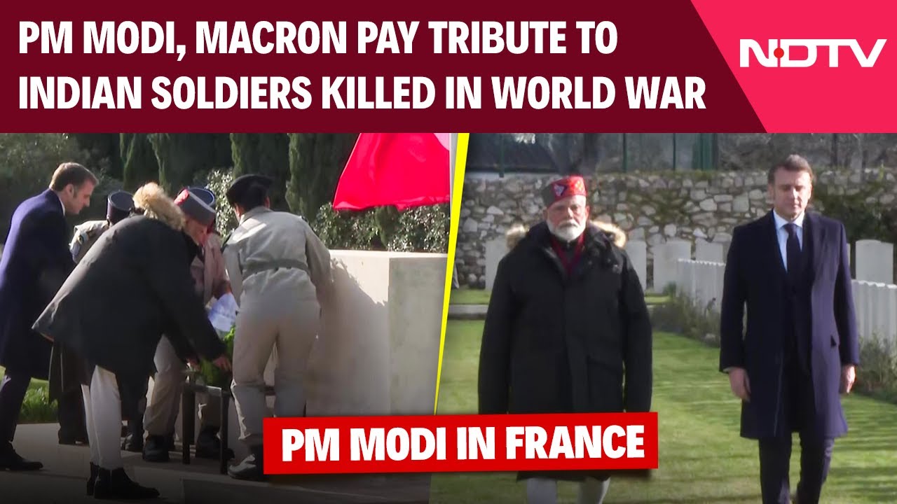 PM Modi, Macron Visit Mazargues Cemetery, Pay Tribute To Indian Soldiers